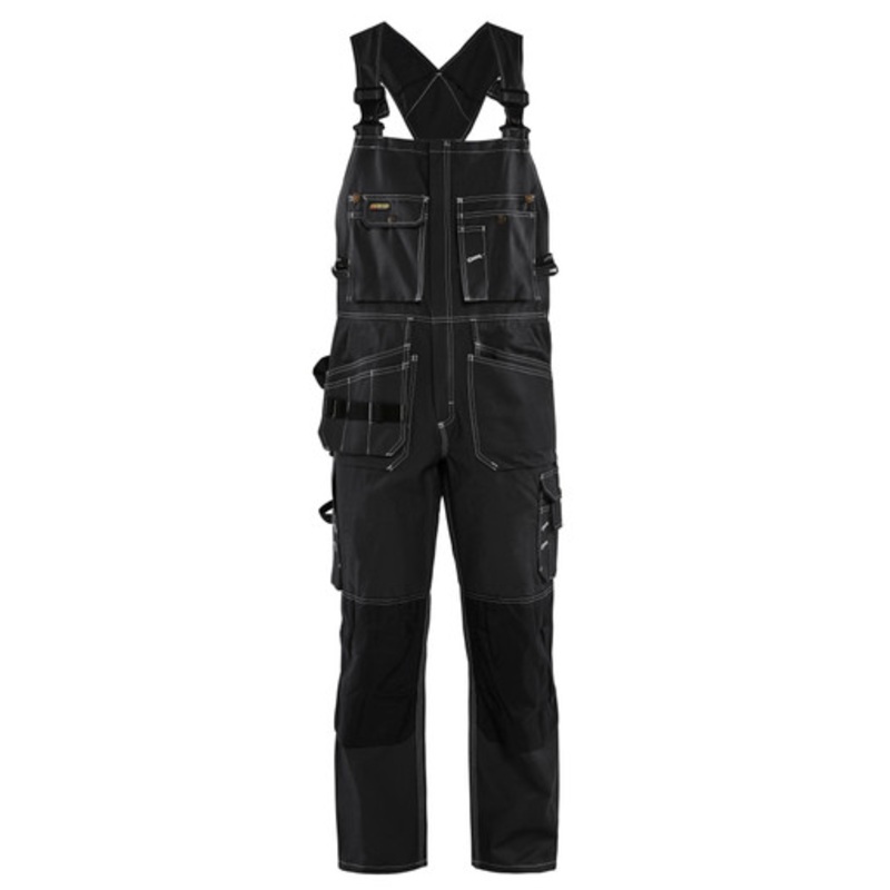 BLAKLADER Overalls | 2600 Craftsman Black Overalls with Braces and Kneepad Pockets in Cotton