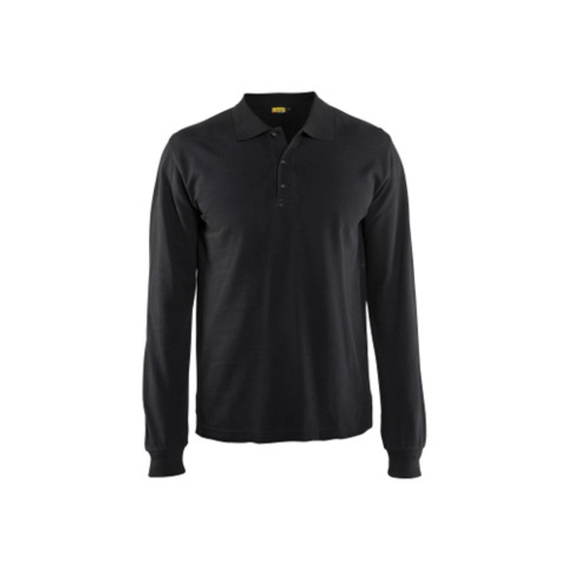 BLAKLADER Polo Shirt  | 3388 Mens Black Long Sleeve Polo Shirt with Durable Poly/Cotton Blend