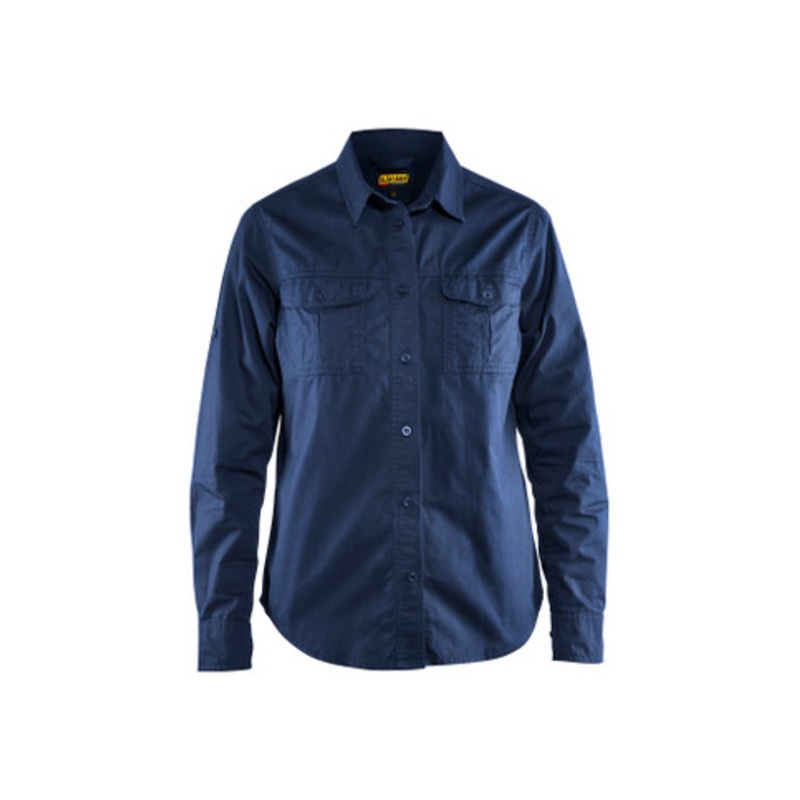 BLAKLADER Shirt  | 3208 Womens Navy Blue Long Sleeve Twill Shirt with Cotton