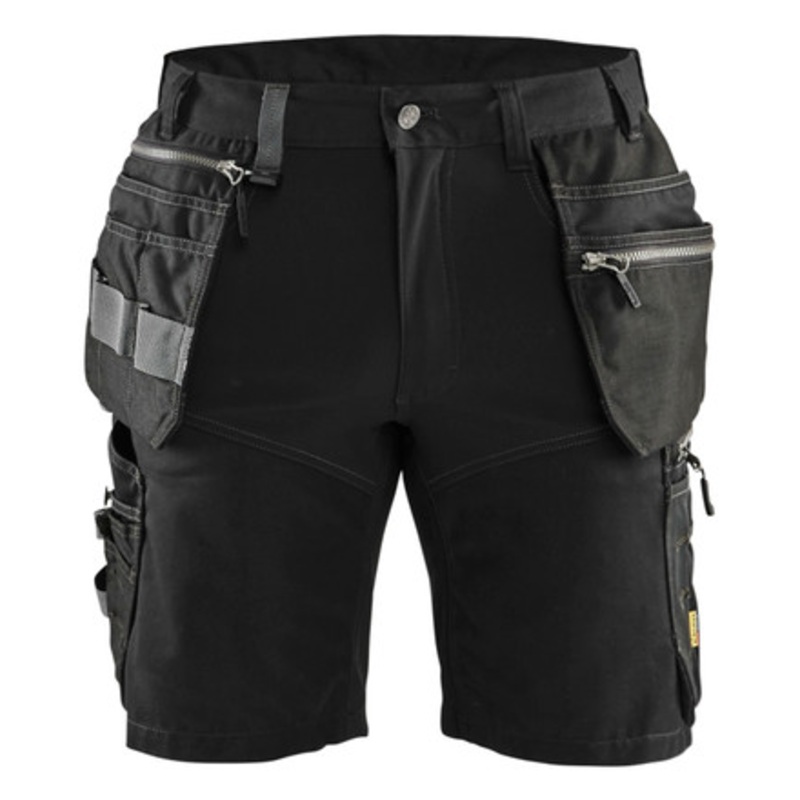 BLAKLADER Shorts | 1598 Mens Craftsman Black Shorts with Holster Pockets Cordura with Stretch