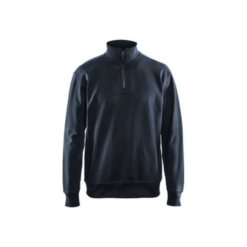 BLAKLADER Sweater | 3369  Dark Navy Blue 1/4 Zip Collared Sweater in Cotton