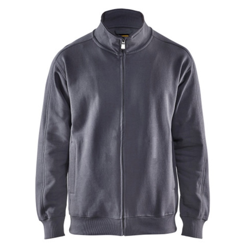 BLAKLADER Sweater Jacket | 3349 Grey Full Zip Sweater Jacket in Durable Poly/Cotton Blend