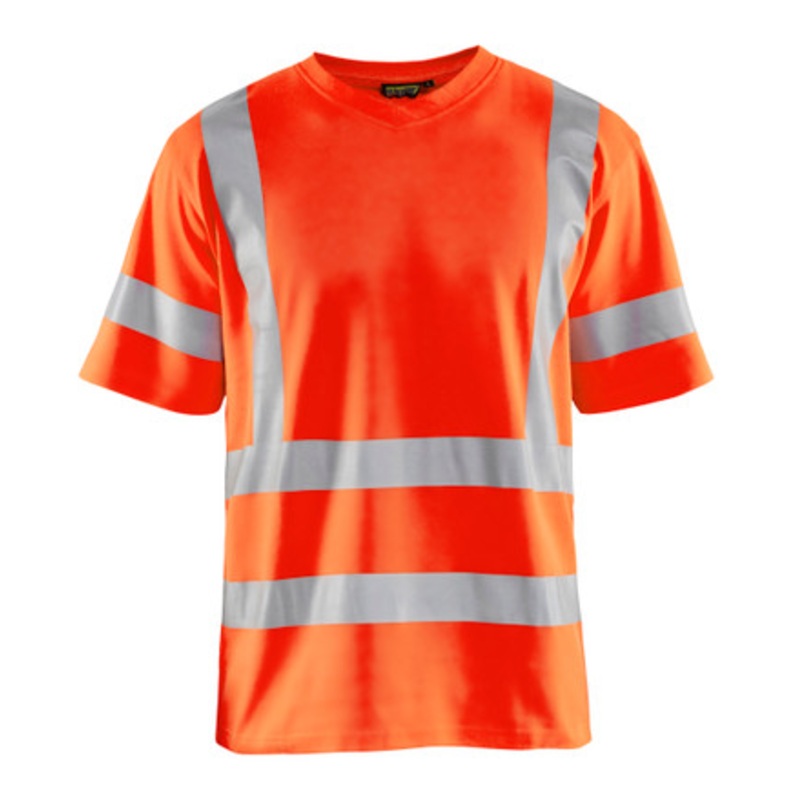 BLAKLADER T-Shirt  | 3380  High Vis Orange UV Protection Short Sleeve T-Shirt with Reflective Tape Durable Poly/Cotton Blend
