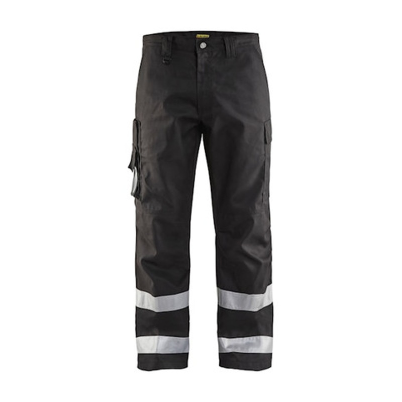 BLAKLADER Trousers | 1451 Service Black Trousers with Reflective Tape Durable Poly/Cotton Blend