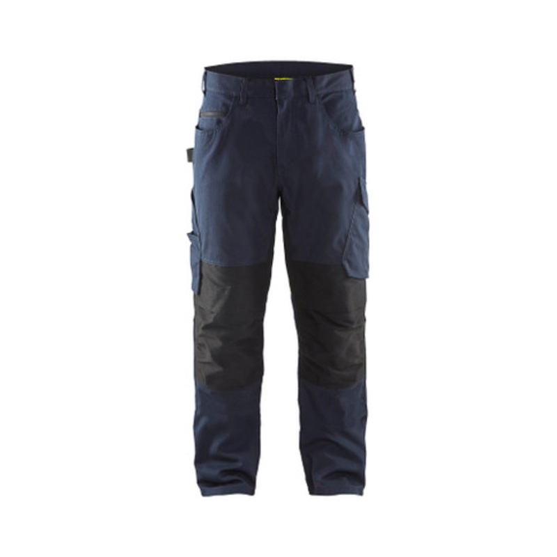 BLAKLADER Trousers | 1495 Mens Service Dark Navy Blue Trousers with Kneepad Pockets and Rip-Stop with Stretch