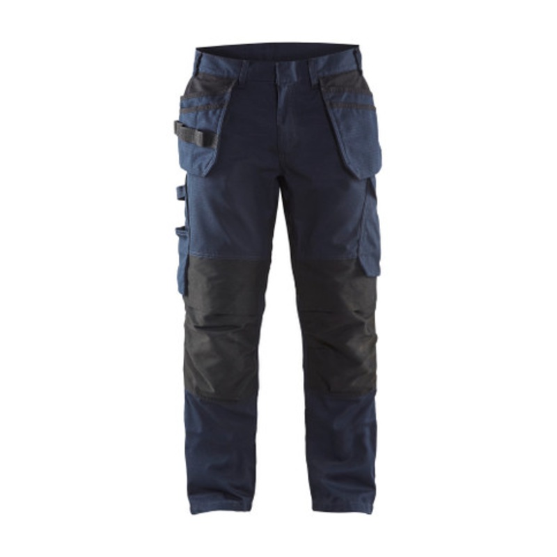 BLAKLADER Trousers | 1496 Mens Service Dark Navy Blue Trousers with Kneepad Pockets and Holster Pockets Rip-Stop with Stretch