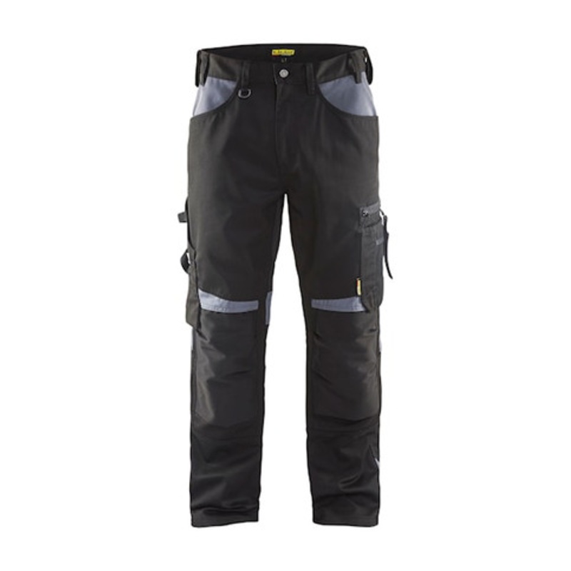 BLAKLADER Trousers | 1556  Craftsman Black / Grey Trousers with Kneepad Pockets in Cotton