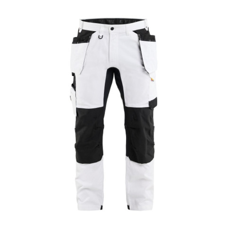 BLAKLADER Trousers | 1770 White Painters Pants with Kneepad Pockets and Holster Pockets in 2-Way Stretch