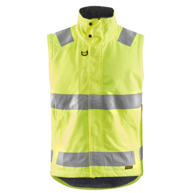 BLAKLADER Vest | 3870 High Vis Yellow Winter Vest with Reflective Tape and Water Resistant in Pile Lining
