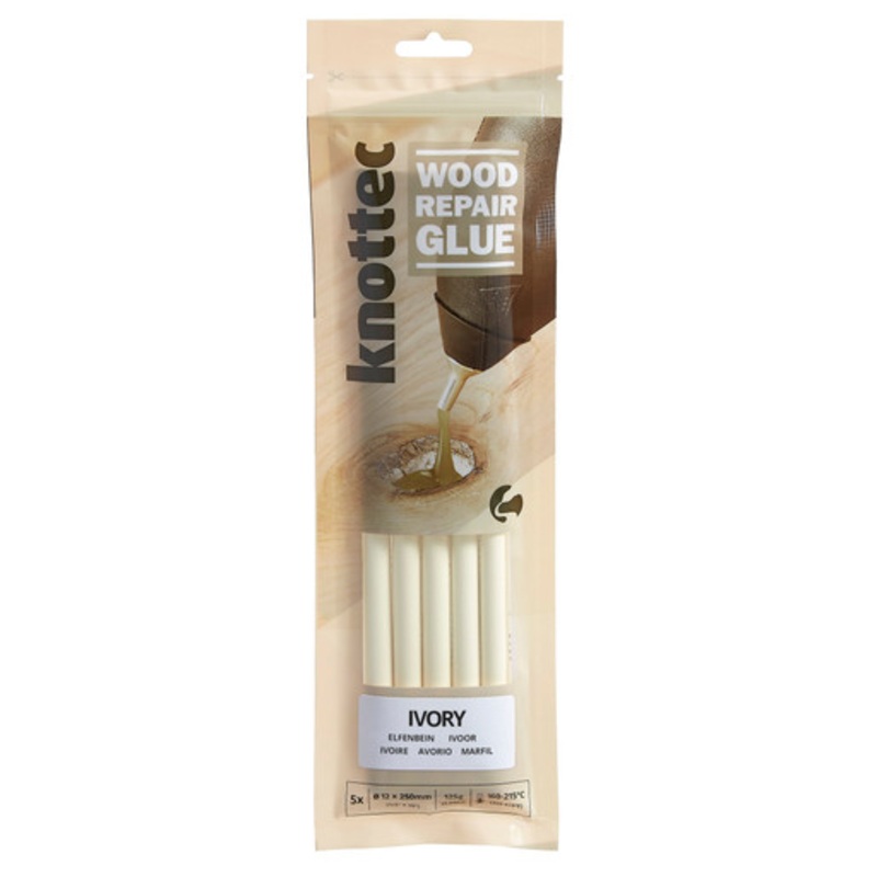 KNOTTEC Adhesives | Wood Repair Ivory Therm Melt Adhesives Pack of 5 Sticks