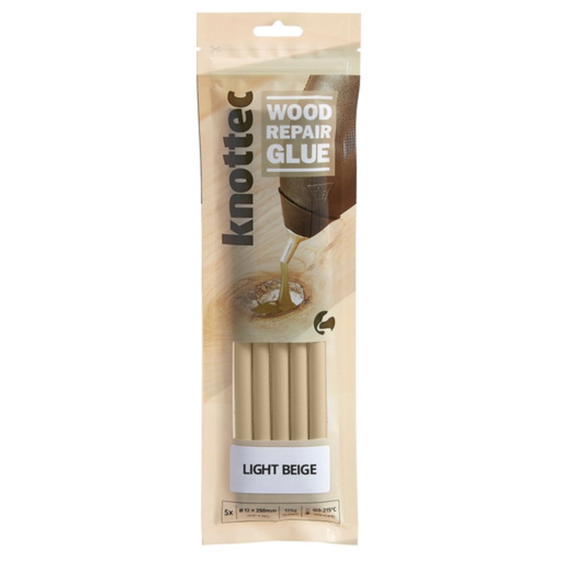 KNOTTEC Adhesives | Wood Repair Light Beige Therm Melt Adhesives Pack of 5 Sticks