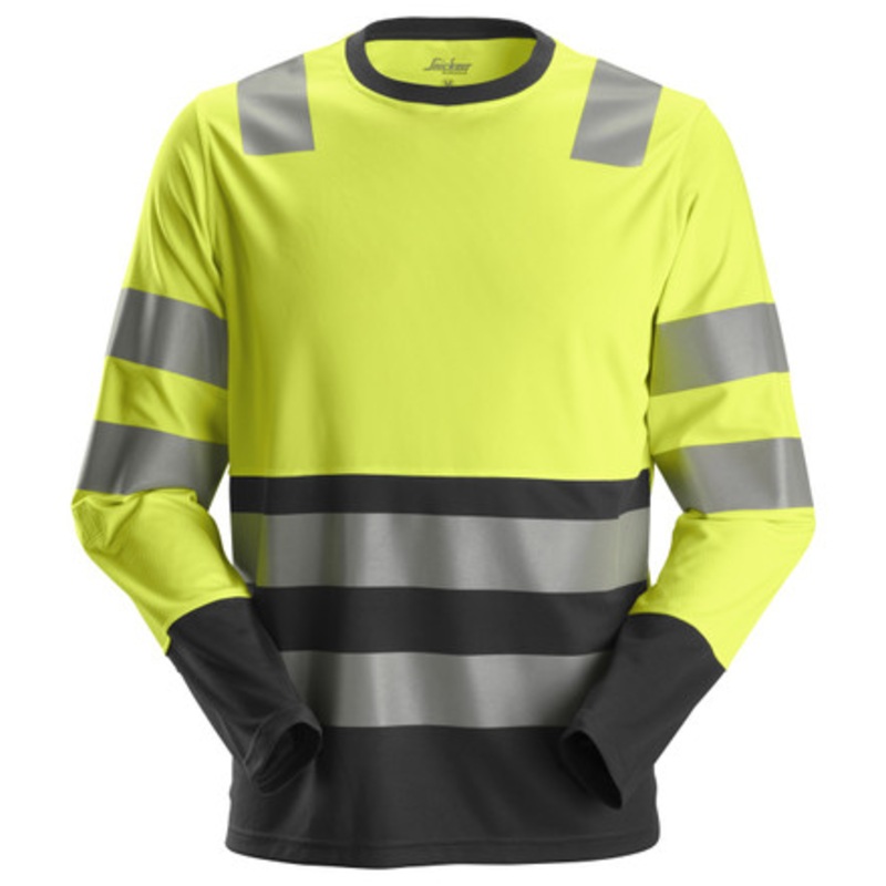 SNICKERS Shirt | 2433 High Vis Yellow/Black Shirt with Reflective Tape and in Polyester