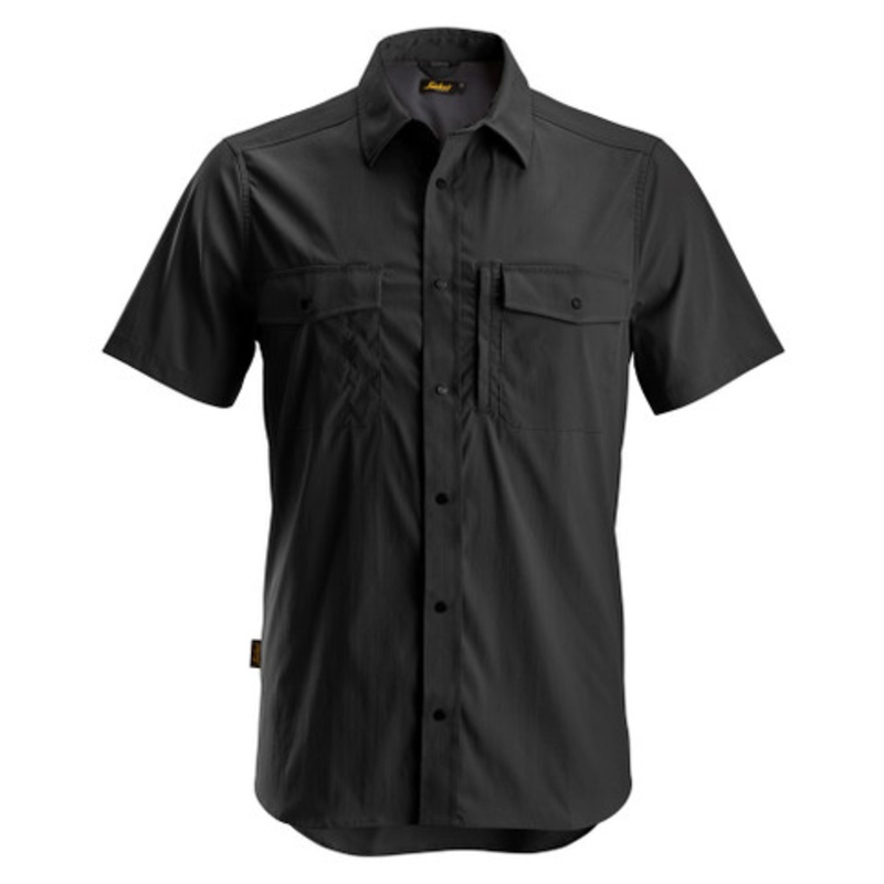 SNICKERS Shirt | 8520 Black LiteWork Shirt with Short Sleeve and UPF 50+ in Polyester
