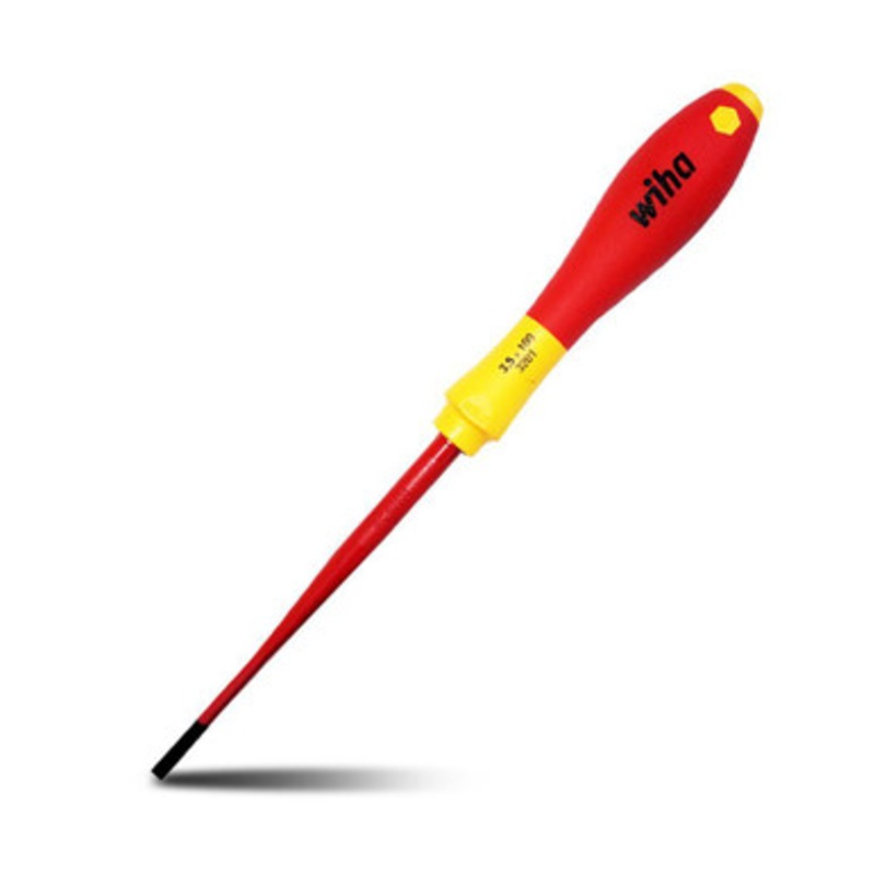 WIHA Screwdriver | Slotted 4.0 x 100mm VDE SlimFix Screwdriver