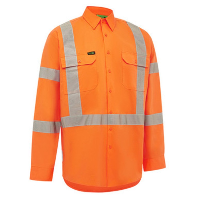 WORKIT Shirt | 2037 NSW RAIL High Vis Orange Shirt with Reflective Tape and in Cotton