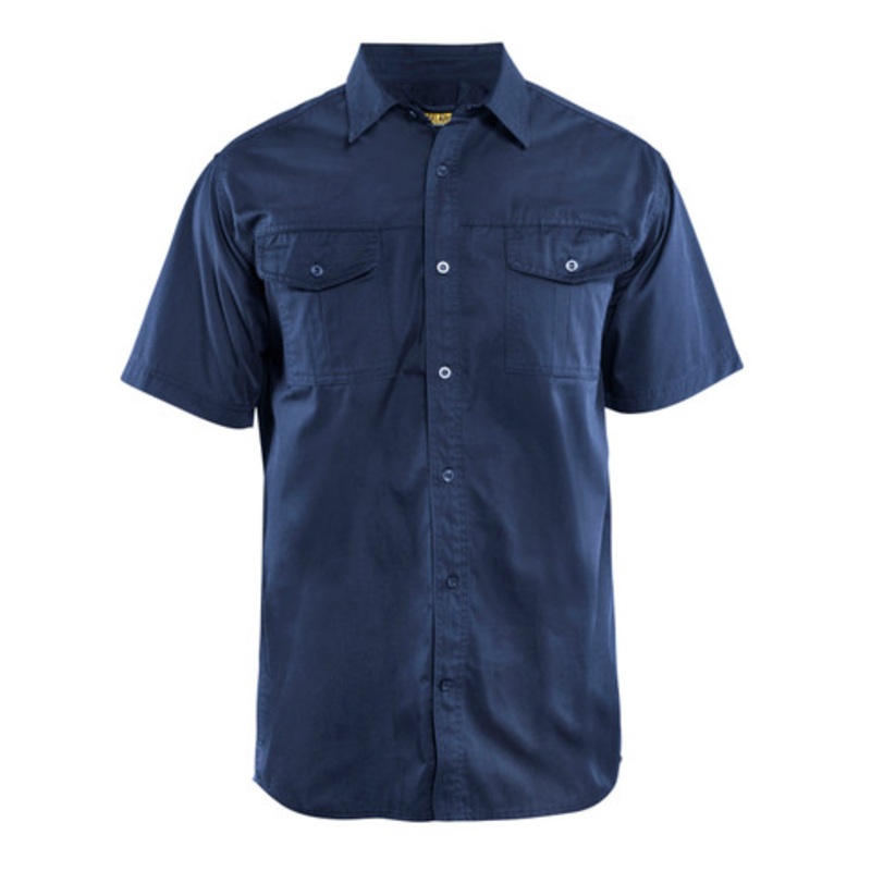 BLAKLADER Shirt  | 3296 Navy Blue Short Sleeve Twill Shirt in Durable Poly/Cotton Blend