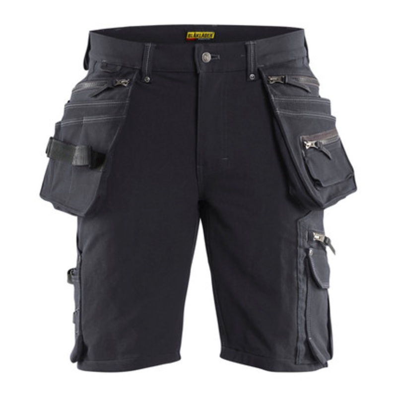 BLAKLADER Shorts | 1988 Mens Craftsman Dark Grey Shorts with Holster Pockets 4-Way Stretch