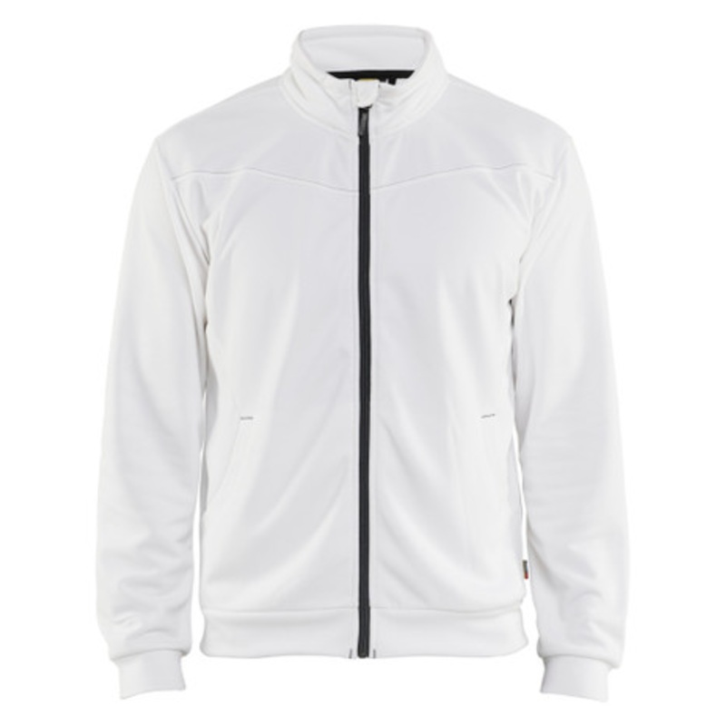 BLAKLADER Sweater Jacket | 3362 Mens White Painters Jacket Sweater with Full Zip and in Polyester