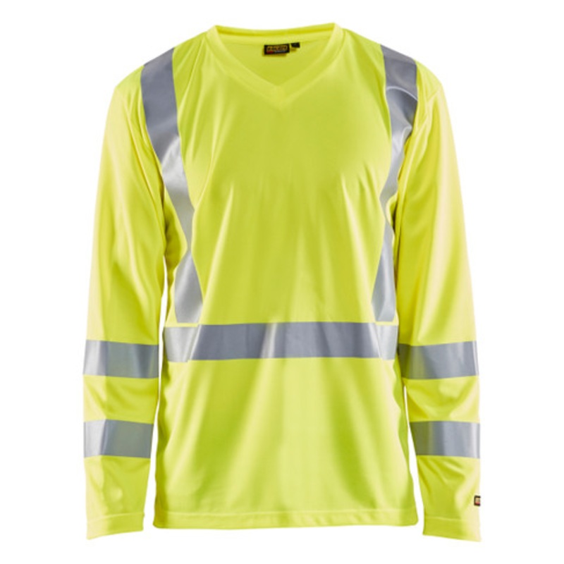 BLAKLADER T-Shirt  | 3383 High Vis Yellow UV Protection Long Sleeve T-Shirt with Reflective Tape Polyester