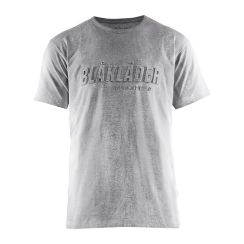 BLAKLADER T-Shirt  | 3531 Mens Grey Melange 3D Logo T-Shirt in Cotton
