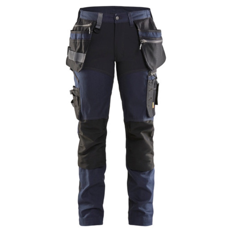 BLAKLADER Trousers | 7115 Womens Craftsman Dark Navy Blue Trousers with Kneepad Pockets and Holster Pockets Cotton with Stretch