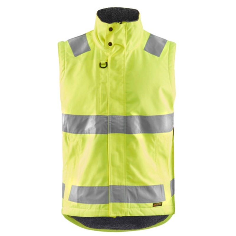 BLAKLADER Vest | 3870 High Vis Yellow Winter Vest with Reflective Tape and Water Resistant in Pile Lining-SALE