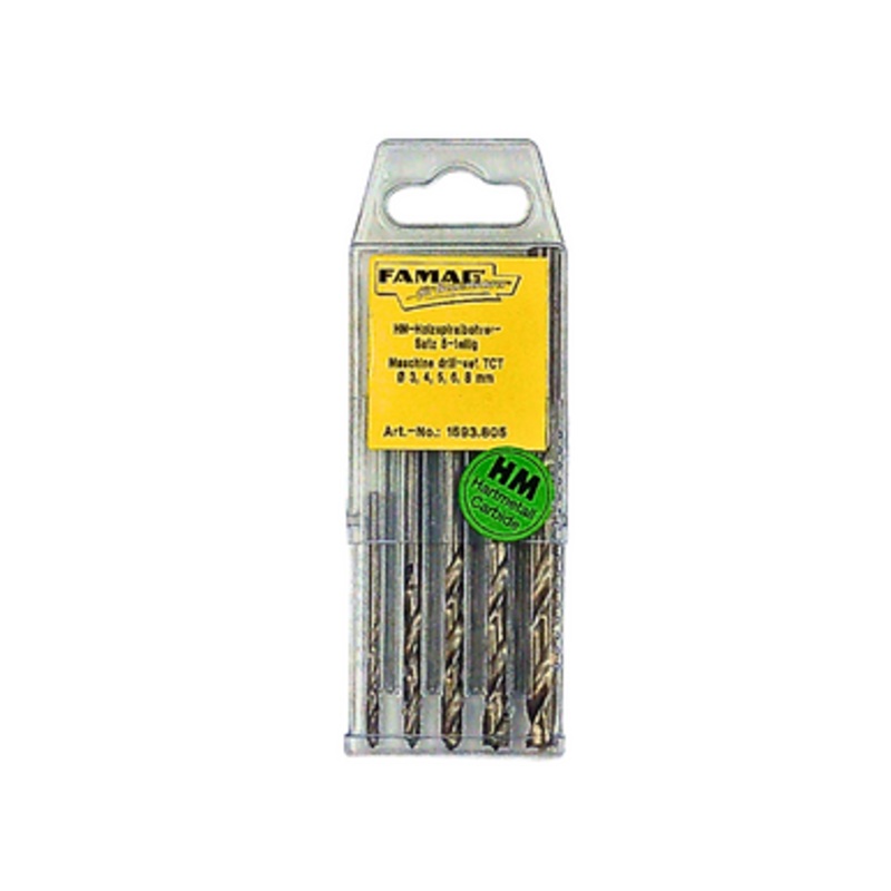 FAMAG Drill Bits | 1593 Brad Point Drill Bits with TCT Set  3, 4, 5, 6, 8 mm