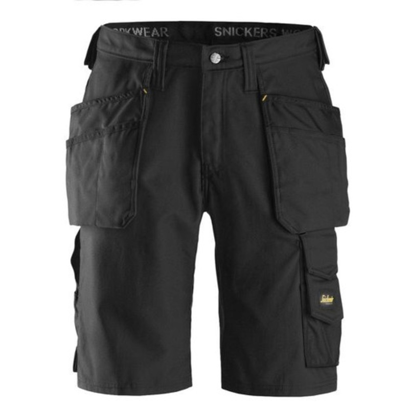 SNICKERS Shorts | 3014 Mens Black Craftsman Canvas+ Shorts with Holster Pockets