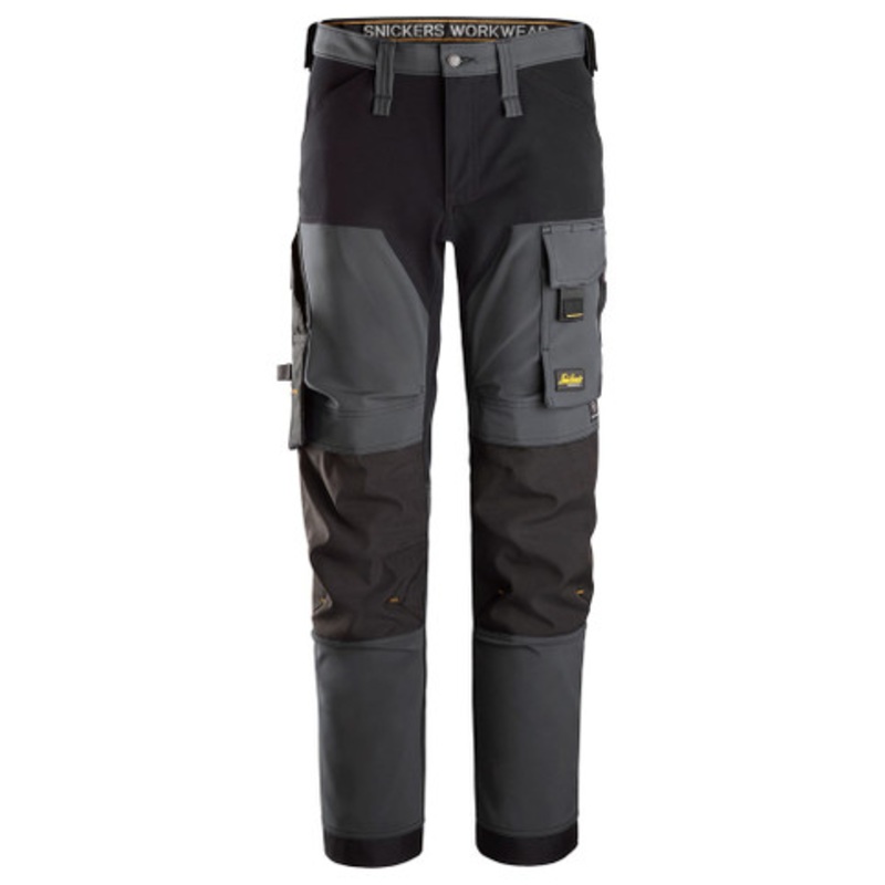 SNICKERS Trousers | 6375 Mid Grey AllroundWork Trousers with Kneepad Pockets and in 4-Way Stretch
