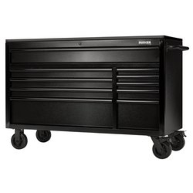 Bunker 10 Drawer Workbench Roller Tool Cabinet With Black Stainless Steel Worktop, 56 | B100-56Bk