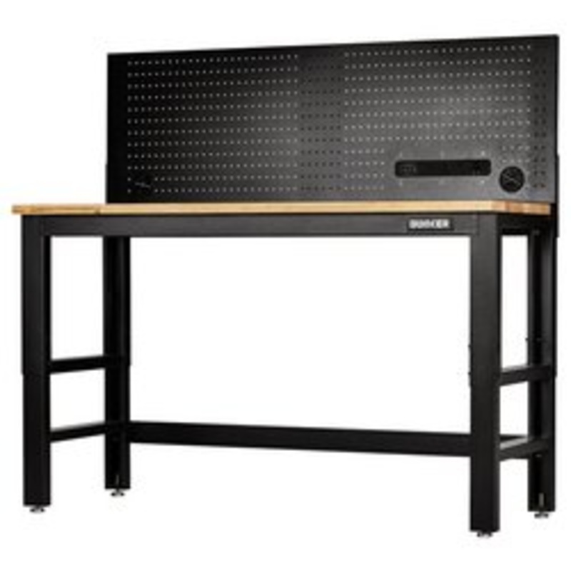 Bunker Workbench With Hardwood Worktop And Power Pegboard, 1550Mm | B300-Wb61Wpp