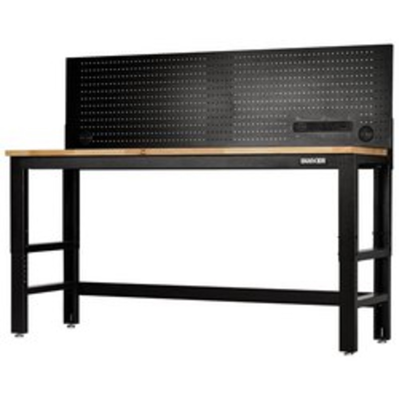 Bunker Workbench With Hardwood Worktop And Power Pegboard, 1830Mm | B300-Wb72Wpp