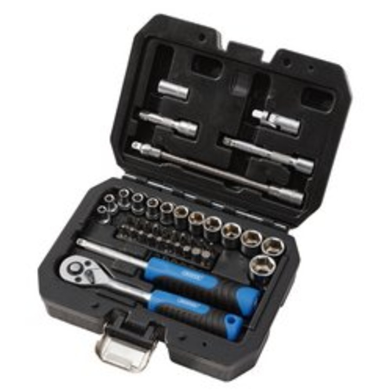 Draper Hi-Torq Metric Socket And Bit Set, 1/4 Sq. Dr. (40 Piece) | 1/4Ss40
