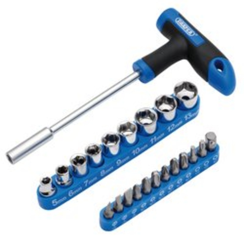 T-Handle Screwdriver, Socket And Bit Set, 1/4 Sq. Dr. (22 Piece) | Socdri