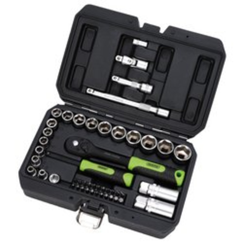 Draper Hi-Torq Metric Socket And Bit Set, 1/4 And 3/8 Sq. Dr. (48 Piece) | Mixss48