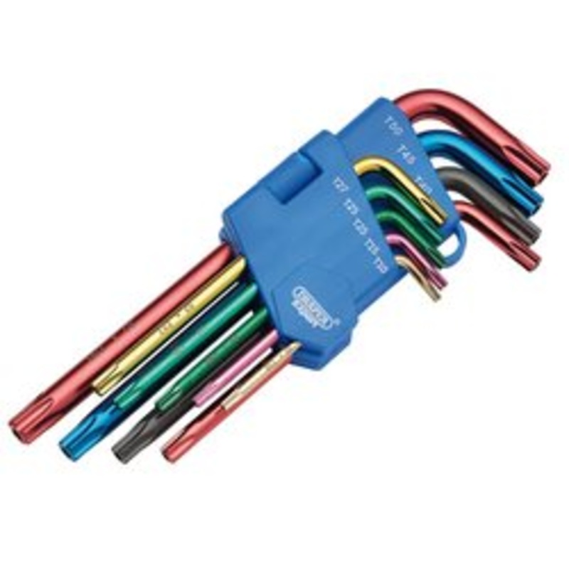 Draper Tx-Star Security Coloured Hex. Key Set (9 Piece) | Txt9/D
