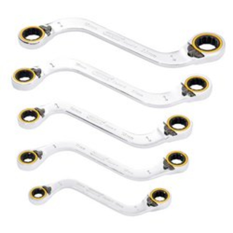 Draper Expert Hi-Torq Double Ring Ratchet S-Shape Spanner Set (5 Piece) | 8243Rmm/5