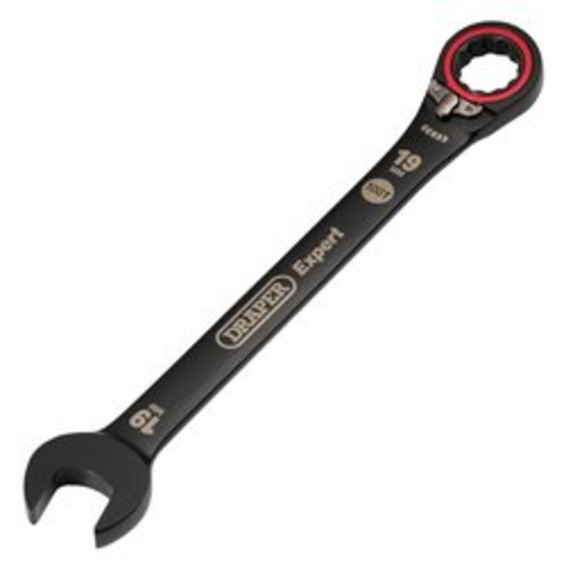 Draper Expert Hi-Torq Metric Reversible Ratchet Combination Spanner, 19Mm, Black | 8241Rmm/Bk
