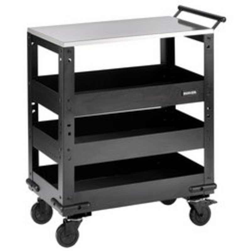 Bunker 3 Tier Trolley With Pull Handle And Stainless Steel Worktop, 714Mm | B400-3Tcr/Ss