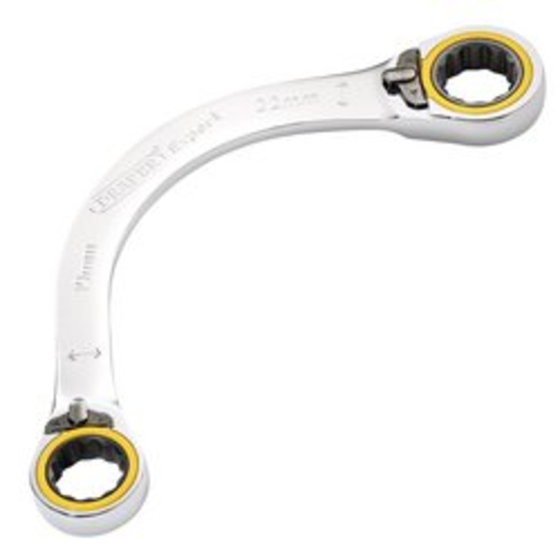 Draper Expert Hi-Torq Double Ring Ratchet Half Moon Spanner, 19 X 22Mm | 8242Rmm