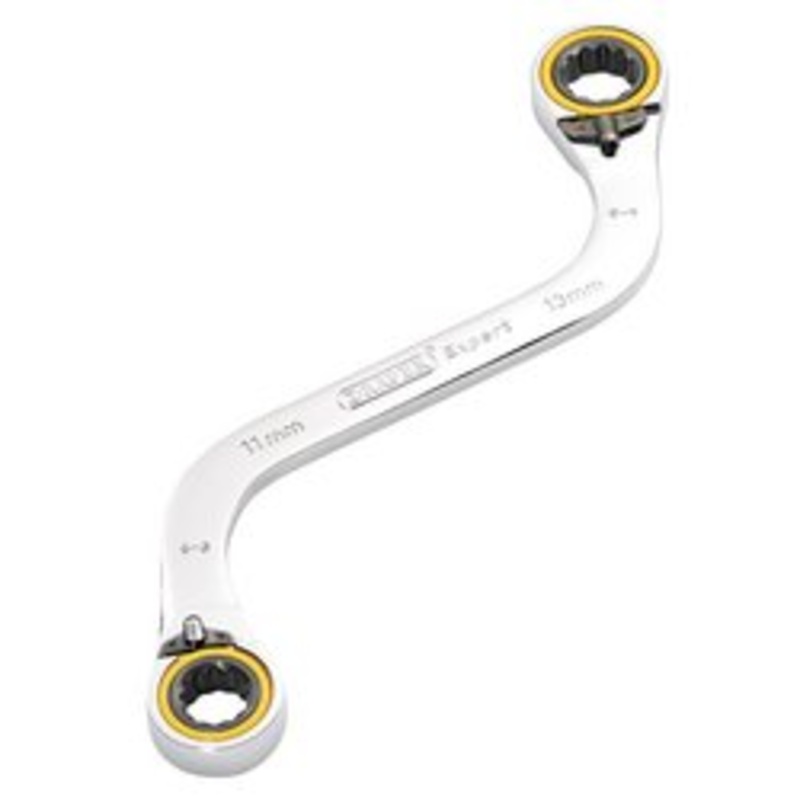 Draper Expert Hi-Torq Double Ring Ratchet S-Shape Spanner, 11 X 13Mm | 8243Rmm