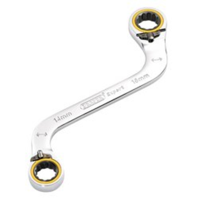 Draper Expert Hi-Torq Double Ring Ratchet S-Shape Spanner, 14 X 16Mm | 8243Rmm