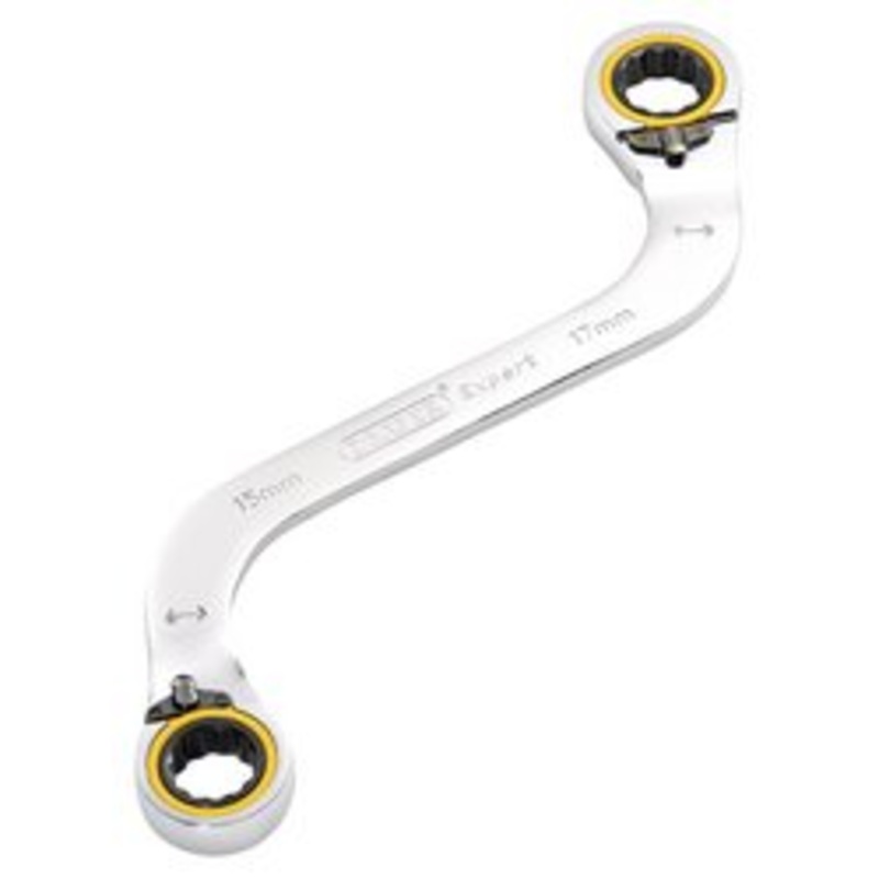 Draper Expert Hi-Torq Double Ring Ratchet S-Shape Spanner, 15 X 17Mm | 8243Rmm