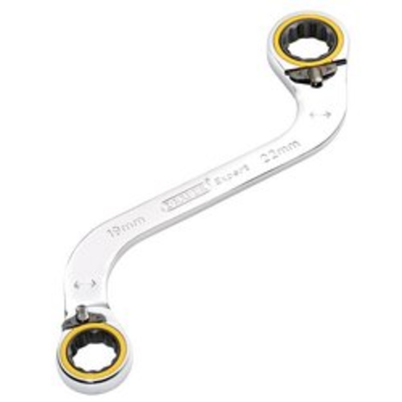 Draper Expert Hi-Torq Double Ring Ratchet S-Shape Spanner, 19 X 22Mm | 8243Rmm