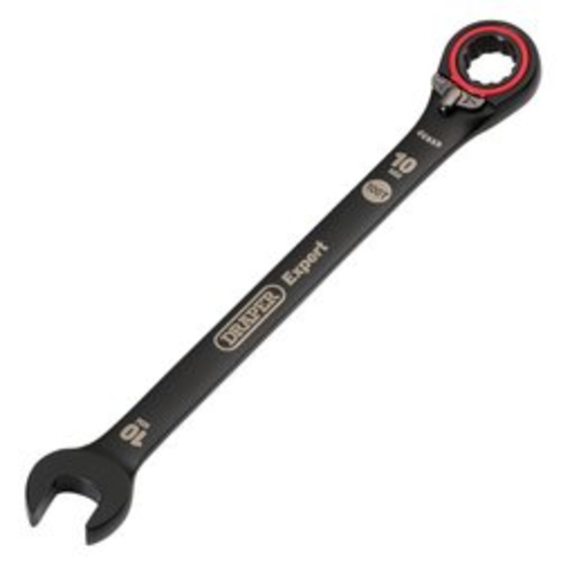 Draper Expert Hi-Torq  Metric Reversible Ratchet Combination Spanner, 10Mm, Black | 8241Rmm/Bk