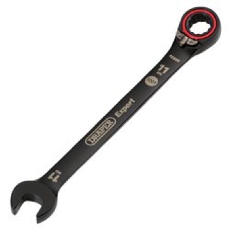 Draper Expert Hi-Torq  Metric Reversible Ratchet Combination Spanner, 11Mm, Black | 8241Rmm/Bk
