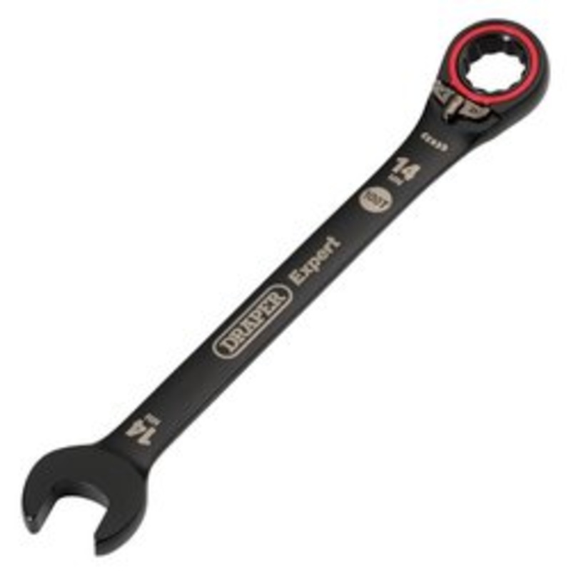 Draper Expert Hi-Torq  Metric Reversible Ratchet Combination Spanner, 14Mm, Black | 8241Rmm/Bk