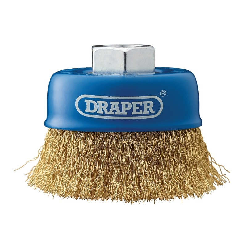 Draper Brassed Steel Crimped Wire Cup Brush, 75mm, M14 – WBC2