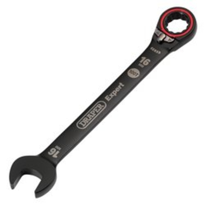 Draper Expert Hi-Torq  Metric Reversible Ratchet Combination Spanner, 16Mm, Black | 8241Rmm/Bk