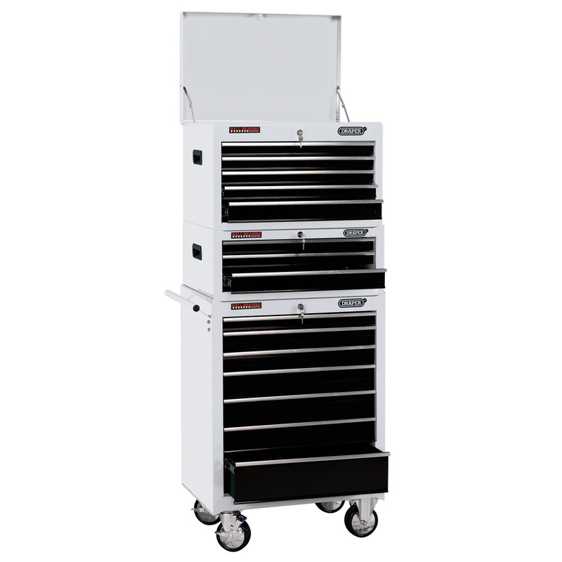 Draper Combined Roller Cabinet And Tool Chest, 15 Drawer, 26, White – DTKCTCW